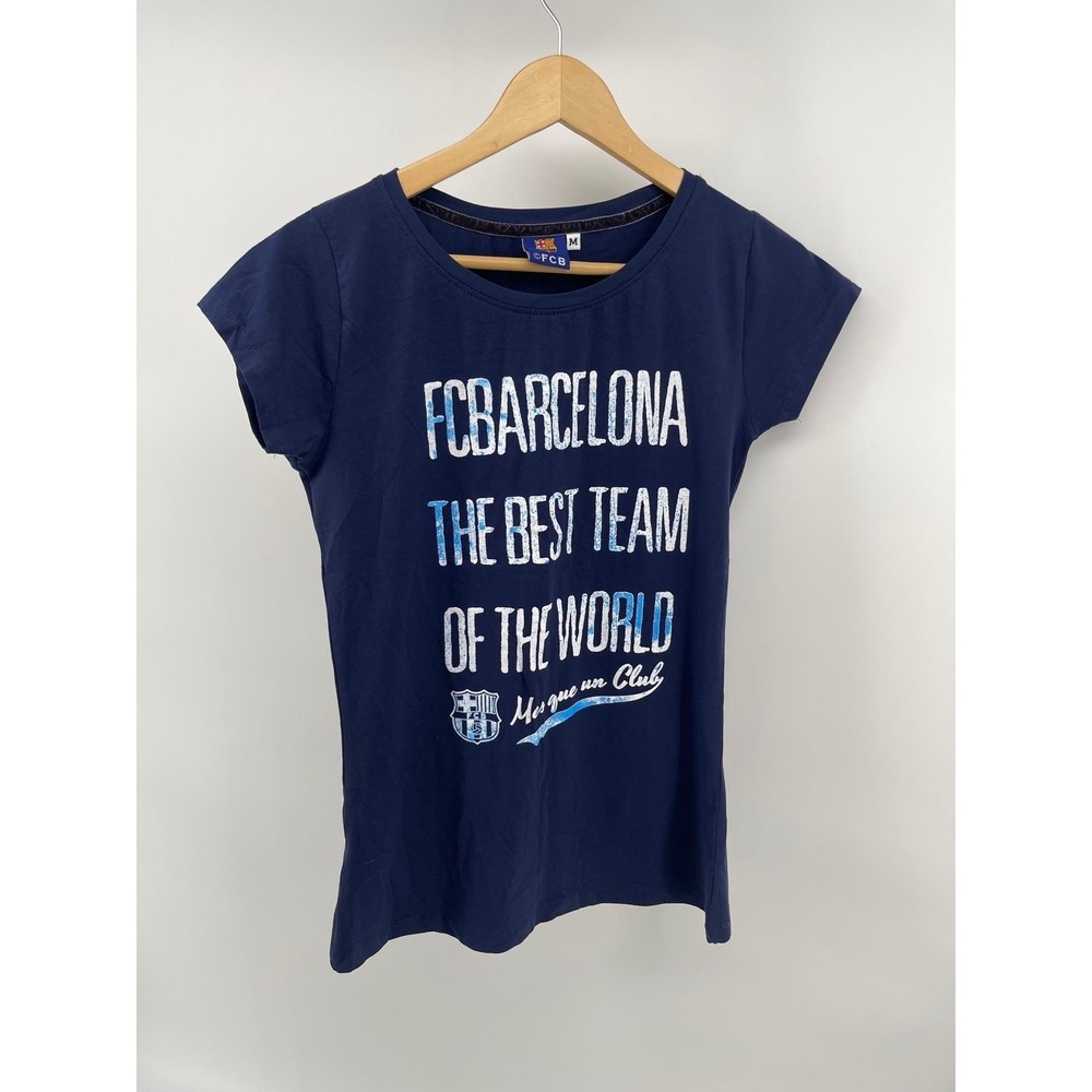 FC Barcelona Women's T-Shirt Size M Blue Graphic Soccer Tee